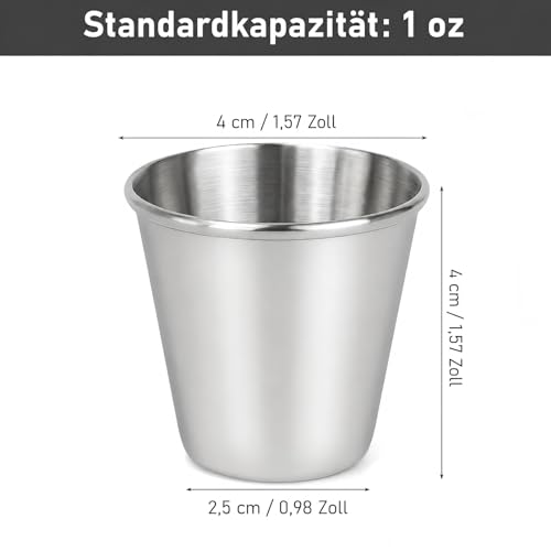 Verres à liqueur en acier inoxydable de 30 ml | Lot de 24 gobelets réutilisables
