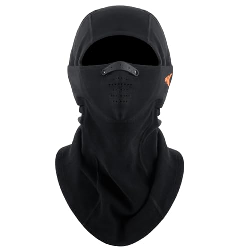 KastKing ClimaGuard Balaclava,Winter Face Mask for Men with Adjustable Nose Clip for Skiing,Snowmobiling,Ice Fishing, A: Black, One Size