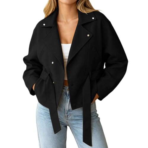 Houjibfa Fall Coats For Women Cropped Winter Coat Long Sleeve Short Jackets - image 2