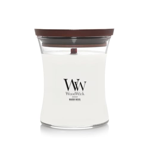 WoodWick Warm Wool Holiday Candle Gifts for Women and Men, 9.7 oz Medium Hourglass Candle with Crackling Wick