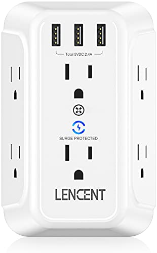 USB Wall Charger, Surge Protector 6 Outlet Extender with 3 USB Ports, 1728J Power Strip Multi Plug,3-Sided Widely Spaced Adapter Multiple Expander,Mountable Wall tap for Home Travel Office, ETL Listed USB Wall Charger, Surge Protector 6 Outlet Extender with 3 USB Ports, 1728J Power Strip Multi Plug,3-Sided Widely Spaced Adapter Multiple Expander,Mountable Wall tap for Home Travel Office, ETL Listed