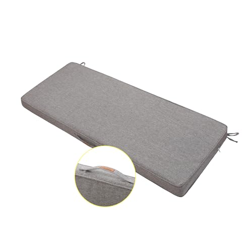 FUNHOME Outdoor Bench Cushion 45 x18 x3 Inch,Water Resistant Portable Settee Cushion,Foam Insert with Handle&Ties,Bench Seat Pads for Garden Patio Porch Swing Backyard Furniture(Braided Gray)