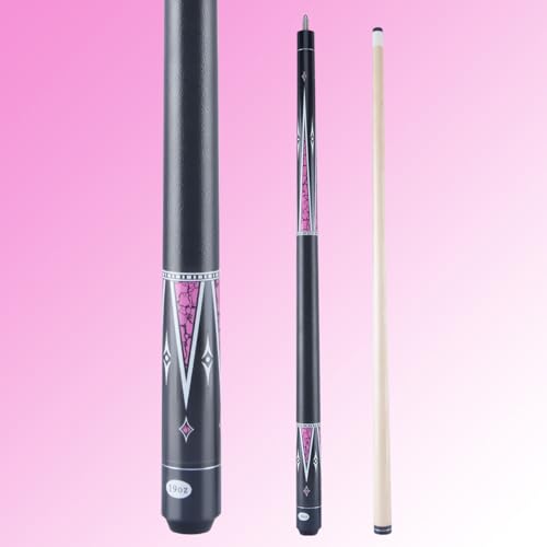 Teekerwang Billiards Short Pool Cue Stick, 48inch Billiard Cue Sticks, Table Pool Stick for Beginners, Hardwood Canadian Maple Pool Sticks for Billiard Table Sports (1 Pink)