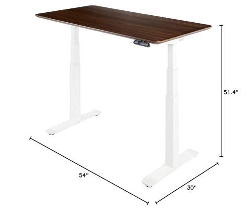 Image of Seville Classics AIRLIFT Pro S3 54 inch Solid-Top Commercial-Grade Electric Adjustable Standing Desk (51.4 inch Max Height) Table - White /Walnut