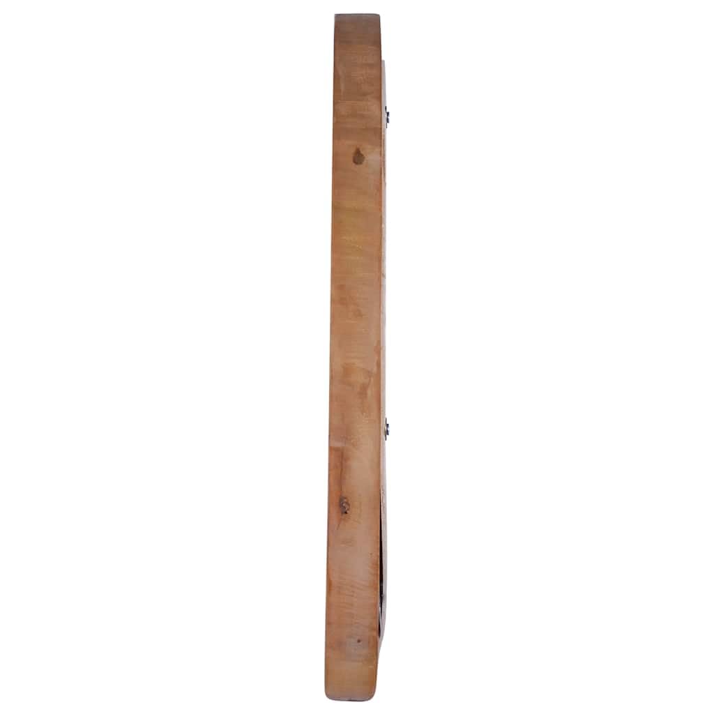 Wandspiegel 40 cm Teak Rund - Handgefertigter Holzspiegel aus Massivholz für Badezimmer und Wohnzimmer - Rustikaler Dekospiegel mit Aufgängehaken Wanddeko Flur