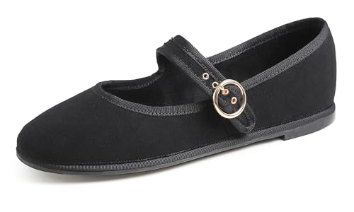 Chaussures Mary Jane Feversole pour femmes, mousse à mémoire, velours noir, taille 6.5