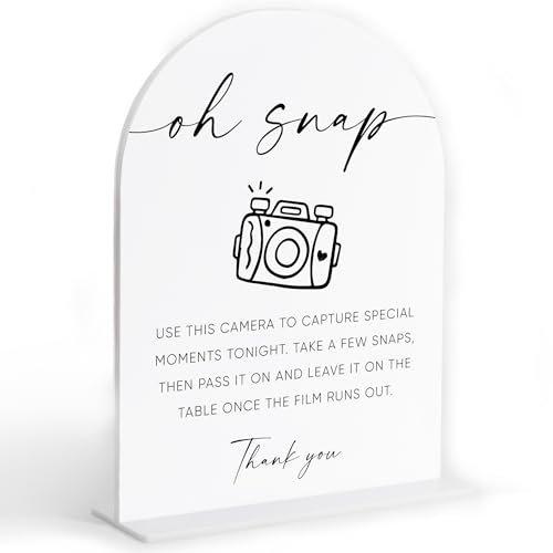 Disposable Cameras for Weddings Sign, White Arch Acrylic Sign, Wedding Reception Decorations, Bridal Shower Decor, Engagement Party Decor, Centerpiece Table Decorations Party for Bride and Groom-23