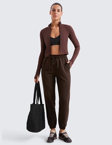 Image of CRZ YOGA Butterluxe Cropped Athletic Jackets | Extremely Soft, Slim Fit, Full Zip, Mockneck, Thumb Holes, for Women