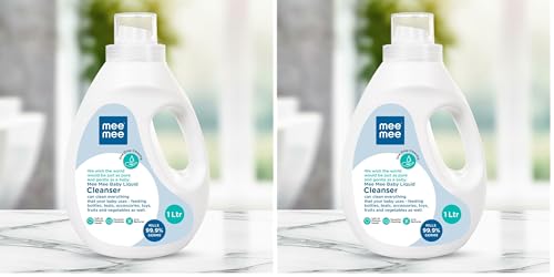 Image of Mee Mee Liquid Cleanser 1000ML Anti-Bacterial Kills 99.9% Germs | Cleanser for Bottles, Nipples, Accessories, Toys, Fruits & Vegetables No Alcohol, One Drop Cleaning, Dermatologically Tested