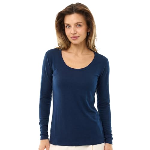 Image of Merino Wool Base Layer Women - 100% Merino Wool Shirt Women Thermal Underwear Long Sleeve T-Shirt for Hiking