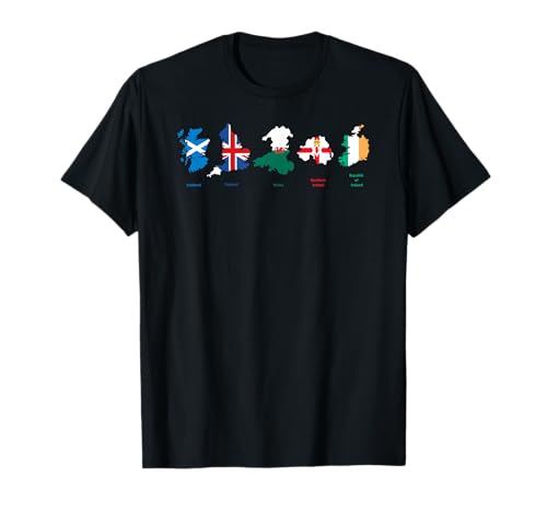 British Isles Sea Ireland Scotland Wales England Map Coins T-Shirt