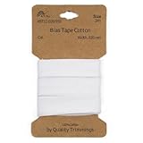 Die Stofftante Baumwoll-Schrägband | vorgefalztes Einfassband | aus Baumwolle | 28 Farben | Coupons á 3 Meter x 20mm (weiß)