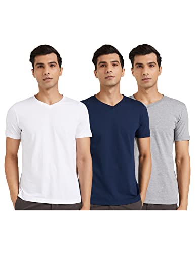Image of Amazon Brand - Symbol Men's Solid Cotton T Shirt | Plain | V Neck | Half Sleeve-Regular Fit | Combo Pack of 3 (Available in Plus Sizes)
