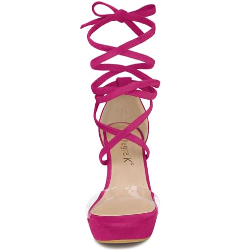 Image of Allegra K Women's Platform Lace Up Clear Chunky Heels Sandals