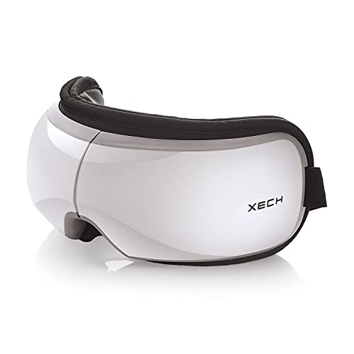 XECH Eye Massager with Heat Vibration Air Pressure Music & Rechargeable Battery iSoothe Portable Electric Massage Stress Relief Machine (White)