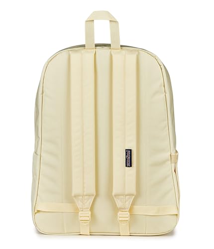 Image of JanSport Superbreak Plus FX Backpack - Work, Travel, or Laptop Bag with Water Bottle Pocket, JanSport Superbreak Plus Fx, Slow N Steady Emb Lemon Ice /Blue /Pink