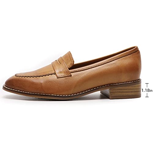 Image of Mona flying Womens Leather Square Toe Penny Loafer Slip on Flat Office Shoe