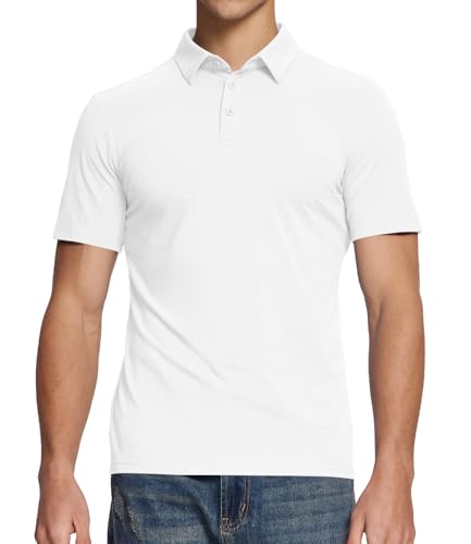 BAMBOO COOL Men's Polo Shirts Slim Fit Moisture Wicking Golf Shirts Performance Short Sleeve for Men