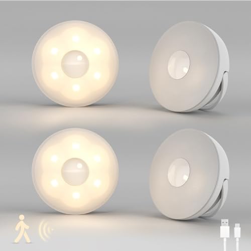 Dawnrise Motion Sensor Night Light Rechargeable (4 Pack), Battery Operated