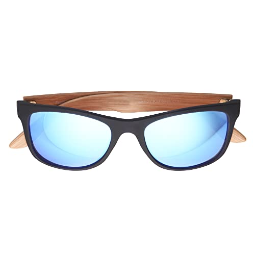 Panama Jack Men's Rubberized Print Square Sunglasses, Blue Crystal with Textured Wood, 542