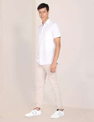 Image of U.S. Polo ASSN. Men's Regular Solid Textured Austin Trim Fit Mid Rise Casual Trousers