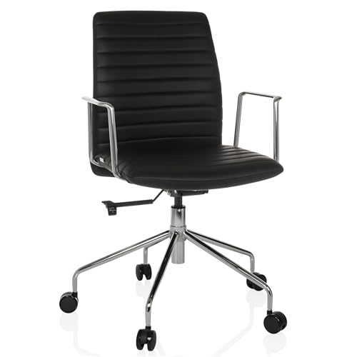 hjh OFFICE Silla de Oficina Elegante con función de oscilación VEMONA 30 Silla de Director Silla de diseño para Oficina y Home Office, Cuero sintético Negro