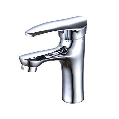Robinet en laiton massif chromé avec bec cascade haut de gamme pour lavabo monotrou