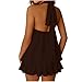TPSKVT Womens Dress 2026 Neck Double Layered Mini Dress Lightweight Solid Color Flowy Beach Dresses for Holiday Fashion