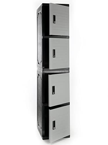 4 Door Locker Storage Cabinets - Set Of 4 Large Lockers, Connectors, 2 Keys, & 2 Shelves – Home, Office, Garage, & Bathroom Organization And Storage By Jink, 37 X 15 X 18In/Unit, 35 Gallons Each #TOP13