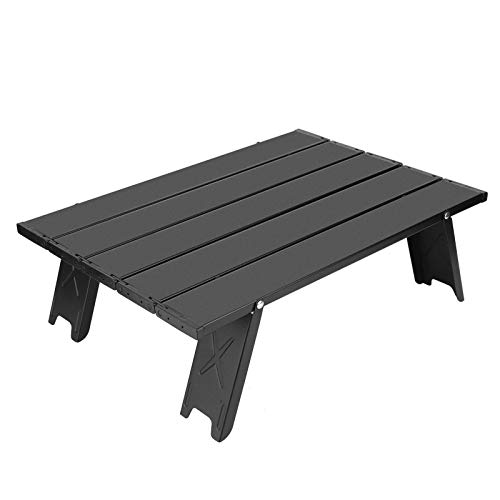 Table pliante de camping portable en aluminium noir pour randonnée et pêche - 2