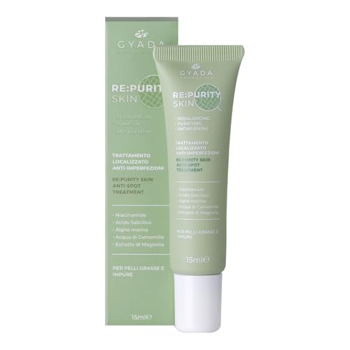GYADA COSMETICS, Trattamento Localizzato Anti-imperfezioni, Contrasta Impurità, Punti Neri, Comedoni, Pori Dilatati, Brufoli, Riduce l’Accumulo di Sebo, per Pelli Grasse a Tendenza Acneica, 15 ml