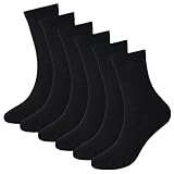 WindCrosser Mens 6-Pack Black Anti Odor Blister Resistant Seamless Breathable Cotton Crew Running Hiking Dress Socks, Size 7-12