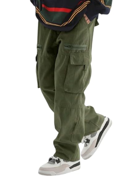 Image of Q - RIOUS Cotton Casual Cargo Pants for Men - Multi-Pocket Style