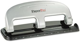 paperpro inPRESS Three-Hole Punch, 20-Sheet Capacity, Black/Silver