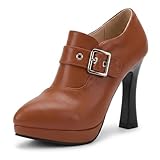 Jeneyao Women's Platform High Heel Ankle Boots Round...