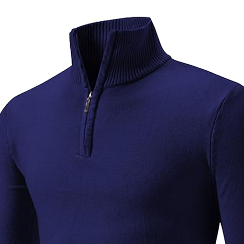 Maiyifu-GJ 2 Pack Mens Quarter Zip Pullover Sweater Slim Fit Lightweight Knitted Sweater Casual Long Sleeve Mock Neck Sweater2