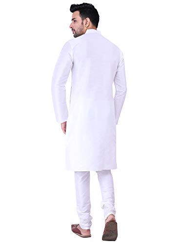 Image of HUZUR Men's Silk Solid Straight Long Kurta Pyjama Set| Ethnic Wear
