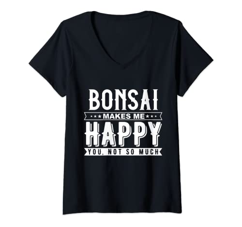 Mujer Bonsai me hace feliz que no es tan divertido Camiseta Cuello V Cover