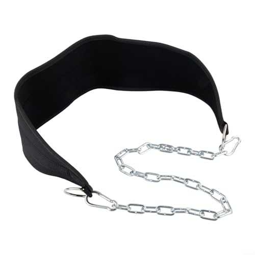 ZWEquipint Cinturón de inmersión con cadena de acero, para entrenamiento de pesas, dominadas, ejercicio de peso corporal, levantamiento de potencia, equipo de entrenamiento de fuerza, negro (cadena de