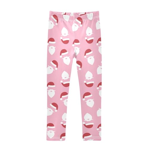 CaTaKu Girls Leggings Cartoon Santa Claus Leggings for Girls Kids Athletic Workout Yoga Pants Size 4-10T