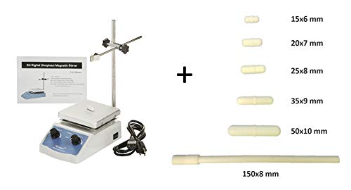 Analog Laboratory Magnetic Stirrer Hotplate Set with Five Stir Bars and a Stir Bar Retriever, 12cm x 12cm (~5x5inch) Panel, 380°C, 100-1600rpm, 110V - Thumbnail 3