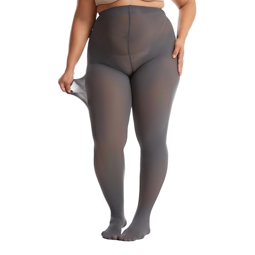 Image of Frola Plus Size Tights for Women Semi Opaque Control Top High Waist Stockings 60 Denier Women's Pantyhose 2X 3X 4X 5X