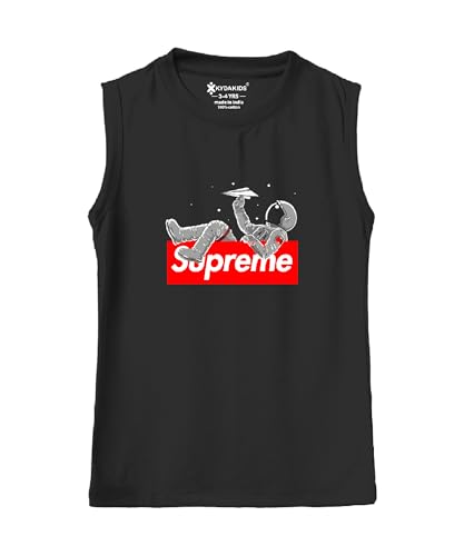 Image of KYDA KIDS 100% Cotton Bio Washed Premium Printed Boys Sleeveless Loose Fit Tshirt - Antibacterial Boys Vest - Pack of 3