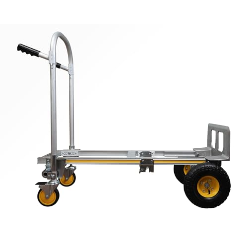 Image of STANLEY SXWT-MT515 2-in-1 Aluminium Multi Truck, Handtruck(200kg Capacity) & Platform(250kg Capacity),10 inch(260mm) Pneumatic Wheels,Platform Dimensions: 118x51x103 cm, Handtruck Dimensions: 47x51x132 cm