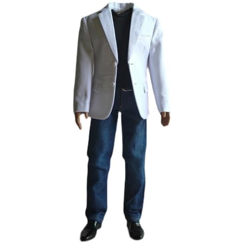 Blazer et jean bleu figurine 1/6 vêtement tissu souple pour poupée homme 12"