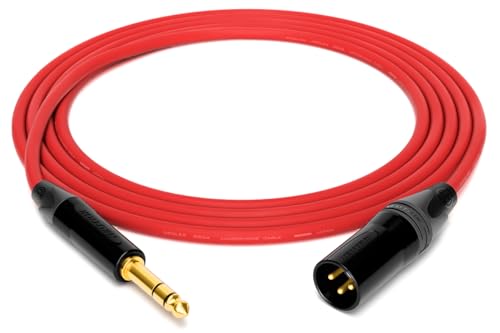Cable Mogami 2534 con conectores Neutrik Gold para audio HiFi sin interferencias en color rojo