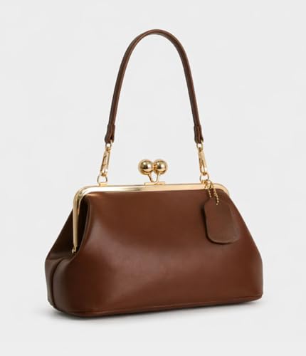 Image of Slouchy Kiss Lock Crossbody Bags Women Crescent KissLock Cross Body Hobo Shoulder Purses Kiss Clasp Hobo Handbags Wallet