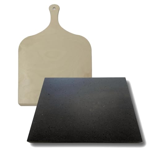 Plancha de piedra volcánica Etnea + tabla de asar para barbacoa de gas, horno eléctrico para pizzas, pan, carne asada (40 x 30 cm3)