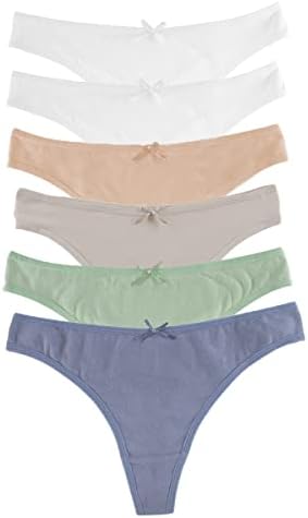 Jo & Bette Cotton Thong Bikini Underwear Seamless Breathable Panties for Women, 6 or 12 Pack