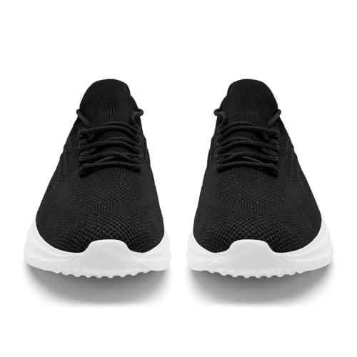 Image of DLWKIPV Running Shoes for Men Casual Slip on Tennis Walking Sneakers Lightweight Breathable Mesh Fashion Gym Athletic Sports Workout Non Slip Trainers Black W Size 11